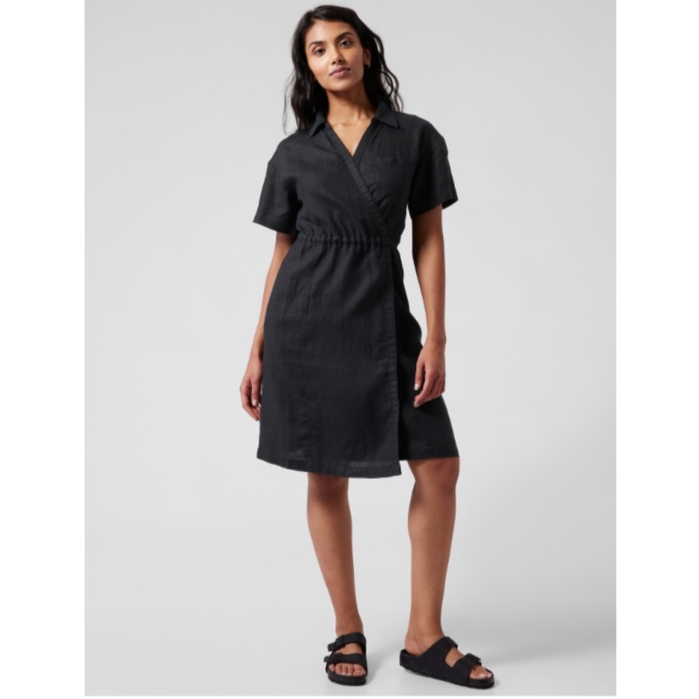 Athleta Playa Linen Wrap Dress Size 18